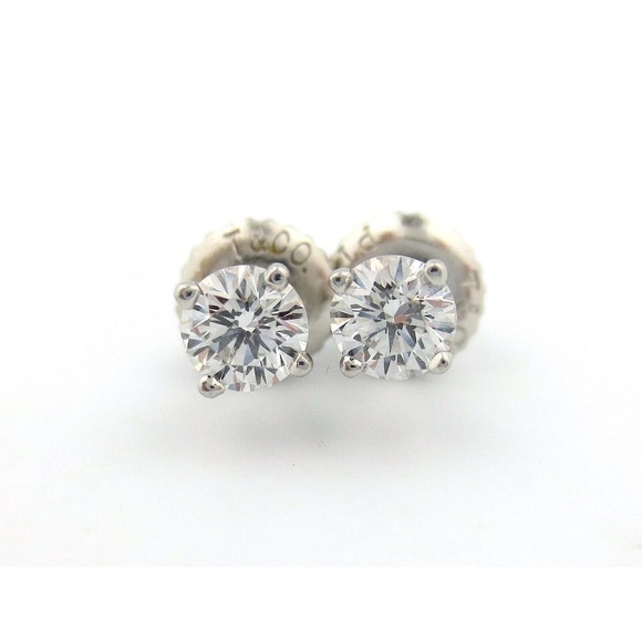 Tiffany & Co. Platinum 0.38ct H VS1 Round Diamond Stud Solitaire Earrings - Picture 2 of 4